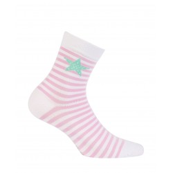 Chaussettes rayées rose -...